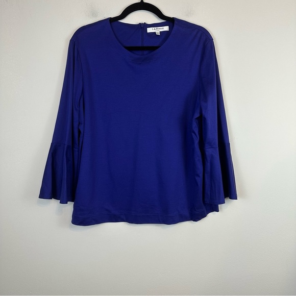 LK Bennett | TJ Leon Blouse Bell Sleeve Long Sleeve in Violet Size Large - Picture 1 of 6